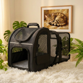 Sac à dos extensible pour chat noir Oxford déployable avec ventilation