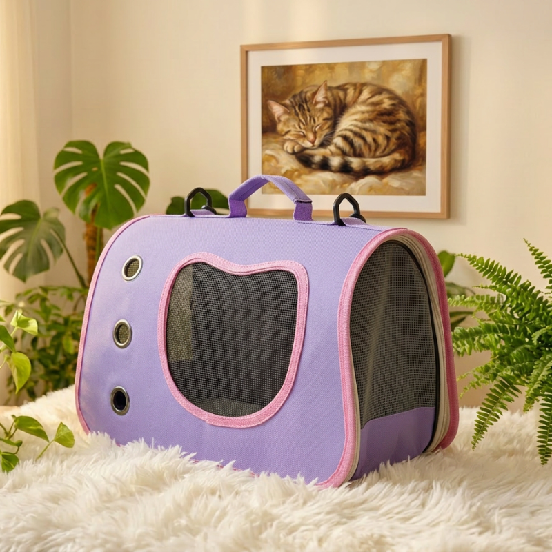 Sac à bandoulière pour chat violet lilas Oxford Pawstrip