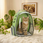 Sac à dos bulle vert brillant transparent pour chat