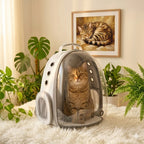 Sac à dos bulle gris transparent pour chat design capsule