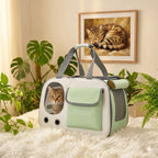 Sac de transport pour chat vert avec hublot bulle
